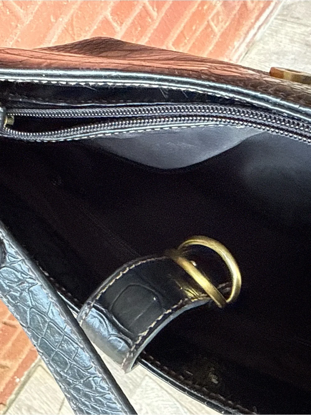Black Croc Embossed Shoulder Bag Vintage Y2K Style